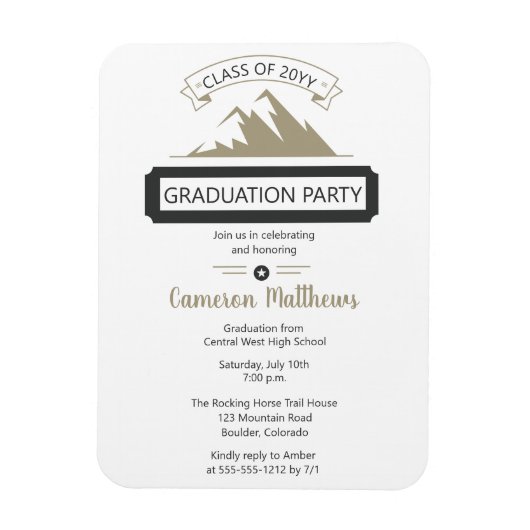Rustic Outdoor Mountain Theme Graduation Party Magneet (Verticaal)