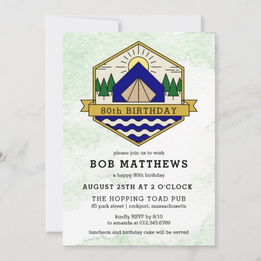Rustic Outdoorsman 80th Birthday Party Invitation Kaart (Voorkant)