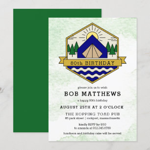 Rustic Outdoorsman 80th Birthday Party Invitation Kaart
