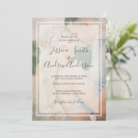Rustic overlay voor uitnodiging voor het huwelijk (Staand voorkant)