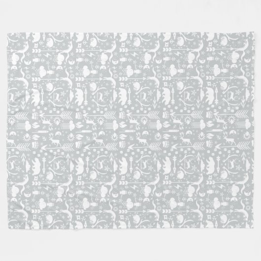 Rustic Owl Beer Deer Fox Woodland Createpatroon Fleece Deken (Voorkant (Horizontaal))