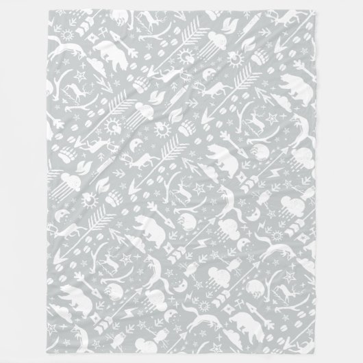 Rustic Owl Beer Deer Fox Woodland Createpatroon Fleece Deken (Voorkant)