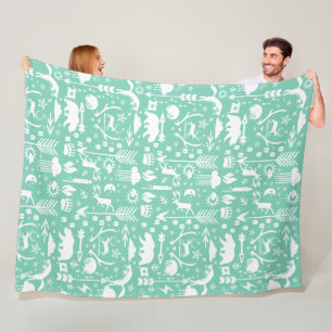 Rustic Owl Beer Deer Fox Woodland Createpatroon Fleece Deken