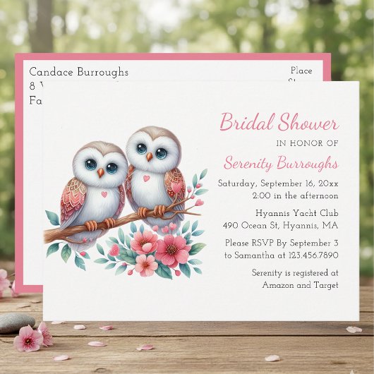 Rustic Owl Couple Boho Country Bridal Shower Uitnodiging Briefkaart
