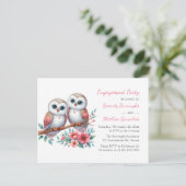 Rustic Owl Couple Boho Country Engagement Party Uitnodiging Briefkaart (Staand voorkant)