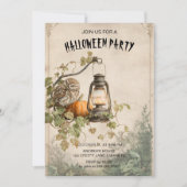 Rustic Owl en Lantern Halloween Party Uitnodiging (Voorkant)