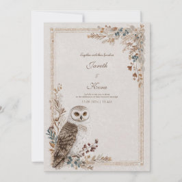 Rustic Owl Folk Art Wedding Kaart