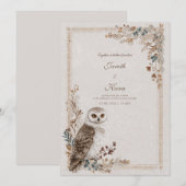 Rustic Owl Folk Art Wedding Kaart (Voorkant / Achterkant)