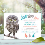 Rustic Owl Forest Kids Birthday Party Kaart<br><div class="desc">De uitnodiging voor een verjaardagsfeestje voor het whimsical-thema heeft een schattig,  met de hand geschilderd klein gezegde "Hoo hoo hoo". Achterkant is een patroon van pijnboomdoedels. Ideaal voor bijtende,  bosnvriendin en natuur thema verjaardagen voor een jongen of een meisje. Oorspronkelijk kunstwerk KL Stock.</div>