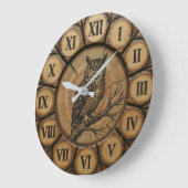 Rustic Owl Wall Clock | Wood-Look Cabin Decor Grote Klok (Hoek)