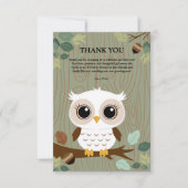 Rustic Owl Woodland Forest Baby shower Bedankkaart (Voorkant)