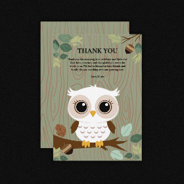 Rustic Owl Woodland Forest Baby shower Bedankkaart