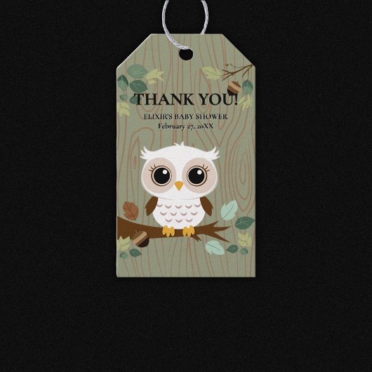 Rustic Owl Woodland Forest Baby shower Cadeaulabel