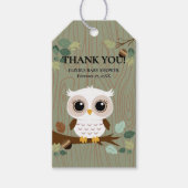 Rustic Owl Woodland Forest Baby shower Cadeaulabel (Voorkant)