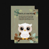Rustic Owl Woodland Forest Baby shower Informatiekaartje