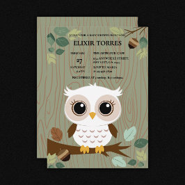 Rustic Owl Woodland Forest Baby shower Kaart