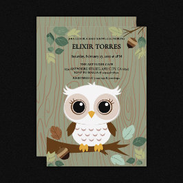 Rustic Owl Woodland Forest Baby shower Kaart