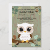 Rustic Owl Woodland Forest Baby shower Kaart (Voorkant)