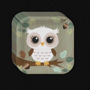 Rustic Owl Woodland Forest Baby shower Papieren Bordje