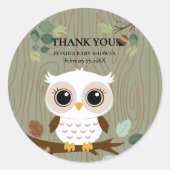 Rustic Owl Woodland Forest Baby shower Ronde Sticker (Voorkant)