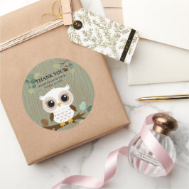 Rustic Owl Woodland Forest Baby shower Ronde Sticker