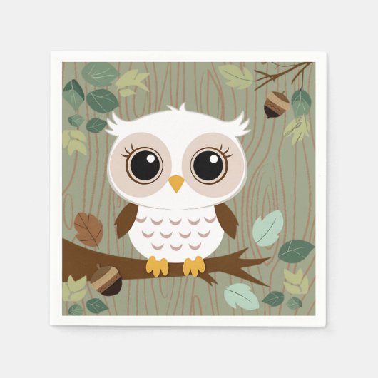 Rustic Owl Woodland Forest Baby shower Servet (Voorkant)