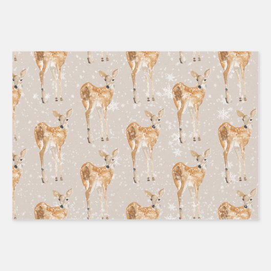 Rustic Oyster Gray Elegant Snowy Winter Animals Inpakpapier Vel (Voorkant 3)