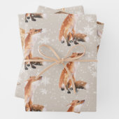 Rustic Oyster Gray Elegant Snowy Winter Animals Inpakpapier Vel (In situ)