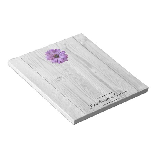 Rustic Paars Daisy Personalized Notitieblok (Schuin)