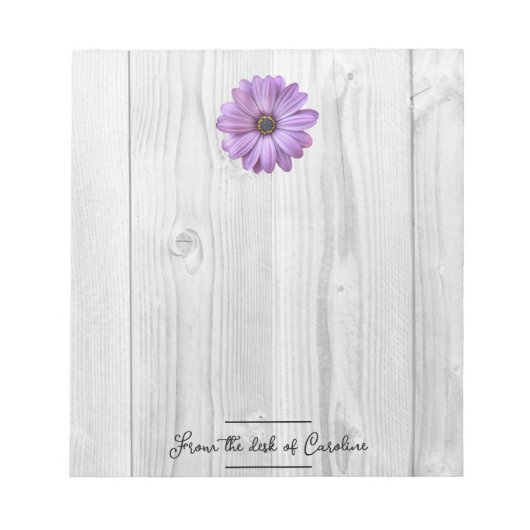 Rustic Paars Daisy Personalized Notitieblok (Voorkant)