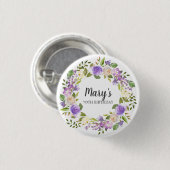 Rustic Paars Floral 70th Birthday Button (Voorkant /achterkant)