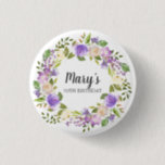 Rustic Paars Floral 70th Birthday Button<br><div class="desc">Paarse en ivoorwitte rozen creëer een prachtig rustige florale kreet. De naam van de verjaardagsvrouw wordt geschreven in een grote manuscriptdoopvont. De 70e verjaardag is hieronder. Dit artikel maakt deel uit van het Rustic Paarse Floral Botanical 70th Birthday collectie. Het bevat vele DIY sjablonen die u snel uitnodigingen en partijbenodigdheden...</div>