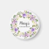 Rustic Paars Floral 70th Birthday Favor Magneet (Voorkant)