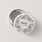 Rustic Paars Floral 80th Birthday Button (Voorkant /achterkant)