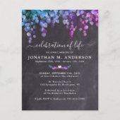 Rustic Paars Greenery Celebration of Life Funeral Uitnodiging Briefkaart (Voorkant)