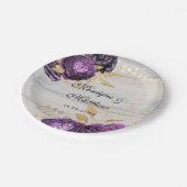 Rustic Paars Peony Wood String of Lights Paper PL Papieren Bordje (Gekanteld)