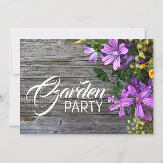 Rustic Paars Petals, Garden Party Kaart (Voorkant)