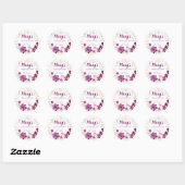 Rustic Paars Pink Floral 100th Birthday Hartelijk  Ronde Sticker (Vel)