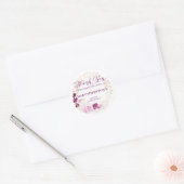 Rustic Paars Pink Floral 100th Birthday Hartelijk  Ronde Sticker (Envelop)