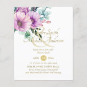 Rustic Paarse Bloemen Nuestra Boda Uitnodigingen (Voorkant)