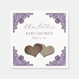 Rustic Paarse Bloemsluiers Baby Shower Servet