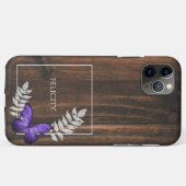 Rustic Paarse Butterfly Hoesje-Mate iPhone Case (Achterkant (horizontaal))
