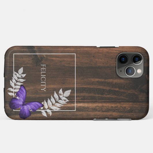 Rustic Paarse Butterfly Hoesje-Mate iPhone Case (Achterkant (horizontaal))