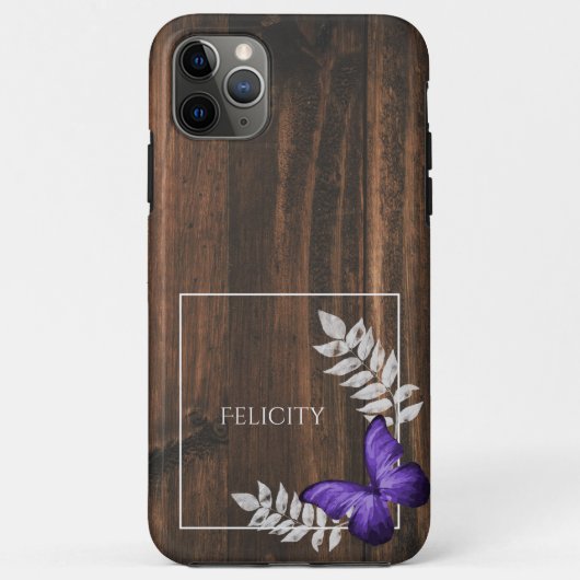 Rustic Paarse Butterfly Hoesje-Mate iPhone Case (Achterkant)