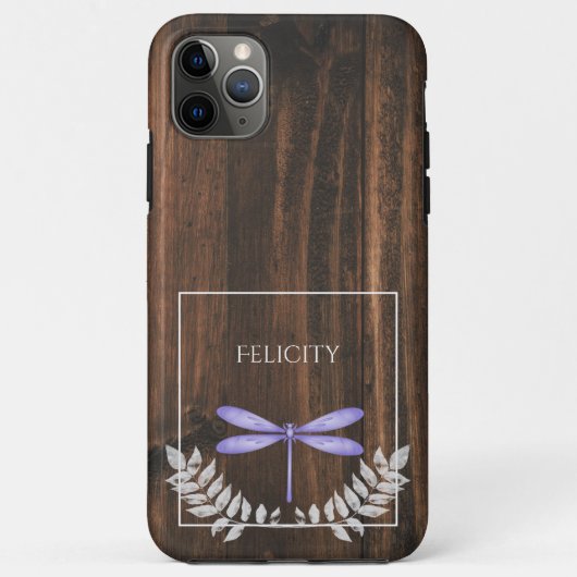 Rustic Paarse Dragonfly Hoesje-Mate iPhone Case (Achterkant)