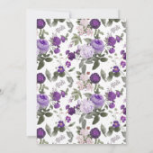 Rustic Paarse Franse Roos & Pioen Geloften Vernieu Kaart (Achterkant)