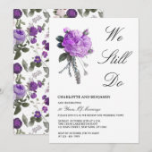 Rustic Paarse Franse Roos & Pioen Geloften Vernieu Kaart (Voorkant / Achterkant)