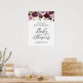 Rustic Paarse herfst Floral Baby shower Welkom Poster (Keuken)