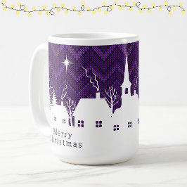 Rustic Paarse Kerst Dorps Chevron Breiwerk  Koffiemok
