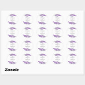 Rustic Paarse Lavendel Waterverf Bruiloft Ronde Sticker (Vel)